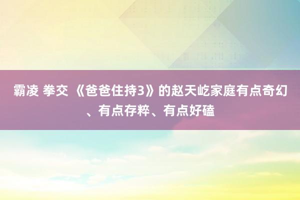 霸凌 拳交 《爸爸住持3》的赵天屹家庭有点奇幻、有点存粹、有点好磕