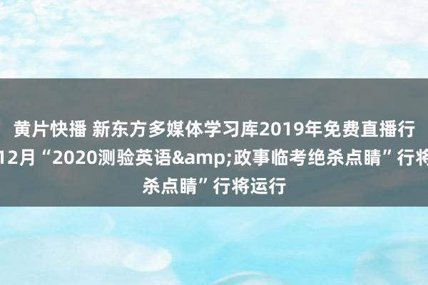 黄片快播 新东方多媒体学习库2019年免费直播行动之12月“2020测验英语&政事临考绝杀点睛”行将运行