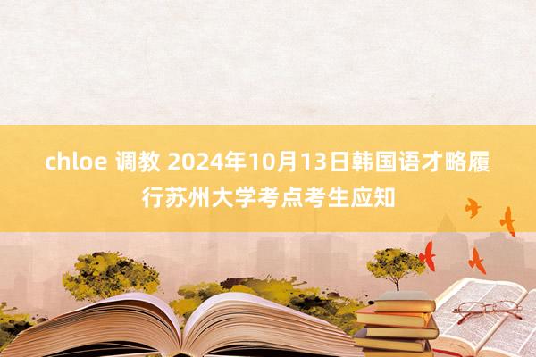 chloe 调教 2024年10月13日韩国语才略履行苏州大学考点考生应知